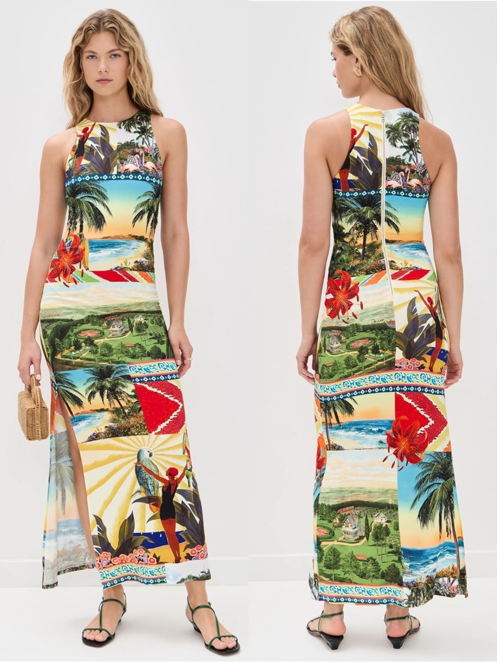 ALICE + OLIVIA Pania Racer Neck Maxi Dress Island Dreams Size 2